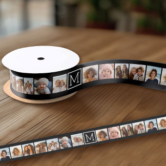11 Fotoinstagram Collage Aangepast zwart monogram Grosgrain Lint