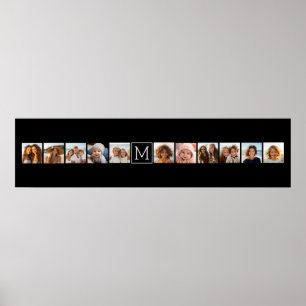 11 Fotoinstagram Collage Aangepast zwart monogram Poster