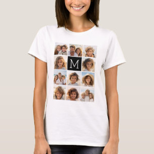 11 Fotoinstagram Collage Aangepast zwart monogram T-shirt