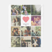 11 foto's collage gepersonaliseerd Roze hart Fleece Deken (Voorkant)