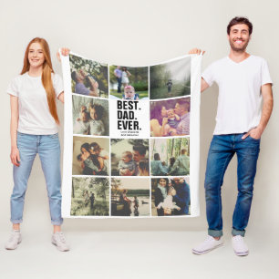 11 foto's collage gepersonaliseerde vaderdag fleece deken
