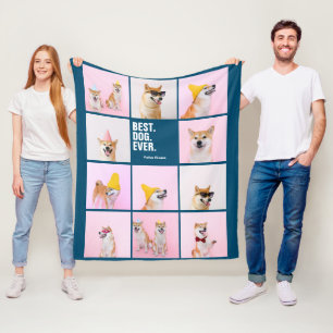 11 foto's collage op maat Best Dog Ever Fleece Deken