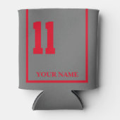 11 Grijs met Rode Paard Zadeldeken Custom Blikjeskoeler (Voorkant)