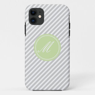 11 Gris et blanc bande Monogramme iPhone 5 Coque