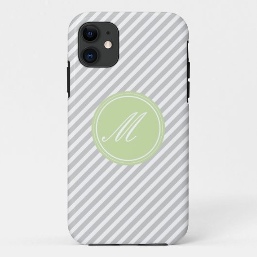 11 Gris et blanc bande Monogramme iPhone 5 Coque (Dos)