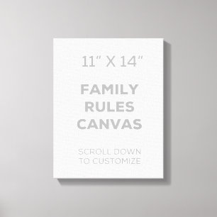 11-inch x 14-inch Family Rules Canvas Afdruk