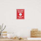 11-inch x 14-inch gebold rood masker vereist papie poster (Keuken)