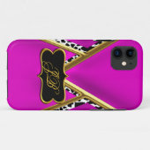 11 iPhone 5 Coque-Mate Coque Hot Pink Gold Noir (Dos (Horizontal))