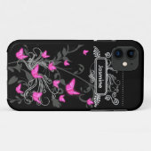 11 iPhone SE + iPhone 5/5S Coque Papillons rose (Dos (Horizontal))