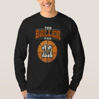 11 jaar basketbal, 11e verjaardag Girl Boy Bball T-shirt