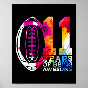 11 jaar Geweldige Football 11e verjaardag Poster