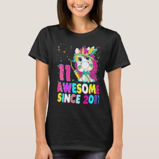 11 jaar oud 11e verjaardag Eenhoorn Meisje Geweldi T-shirt