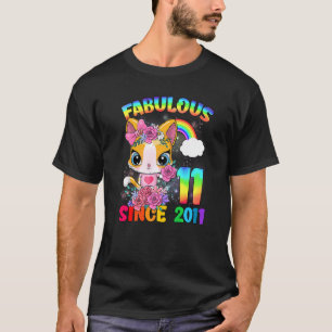 11 jaar oud, 11e verjaardag van het kattenmeisje t-shirt
