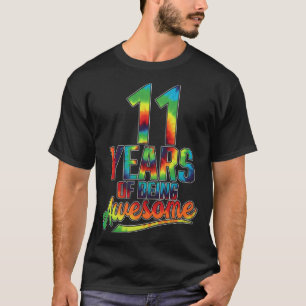 11 jaar oud 11e verjaardagsbandkleurstof wordt Gew T-shirt