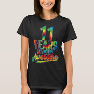 11 jaar oud 11e verjaardagsbandkleurstof wordt Gew T-shirt
