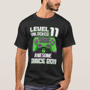 11 jaar oud Gift Boy level 11 Unlocked Geweldige 2 T-shirt