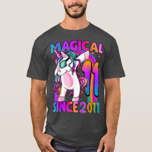 11 jaar oud Unicorn Dabbing 11th Birthday Girl Uni T-shirt