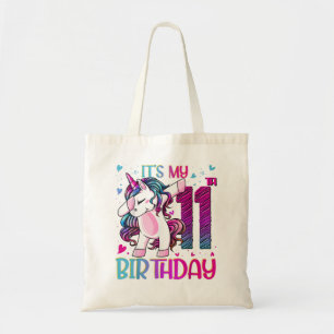 11 jaar oud Unicorn Dabbing 11th Birthday Girl Uni Tote Bag