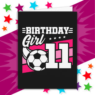 11 Jaar Oud Voetbal Football 11e Verjaardag Meisje Kaart
