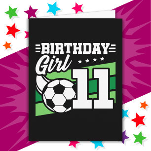 11 Jaar Oud Voetbal Football 11e Verjaardag Meisje Kaart