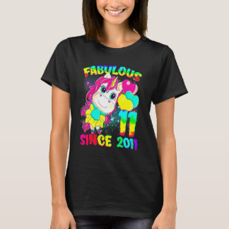 11 jaar oude 11e verjaardag Unicorn Girl Fabulous  T-shirt