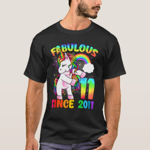 11 jaar oude 11e verjaardag Unicorn Girl Fabulous  T-shirt