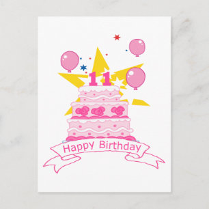 11 jaar oude Birthday Cake Briefkaart