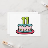 11 jaar oude Birthday Cake Kaart (Voorkant / Achterkant in situ)