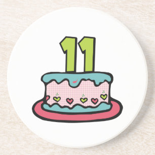 11 jaar oude Birthday Cake Zandsteen Onderzetter