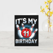 11 jaar oude bowling 11e verjaardagsfeestje jongen kaart (Gele Bloem)