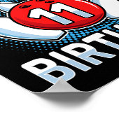 11 jaar oude bowling 11e verjaardagsfeestje jongen poster (Hoek)