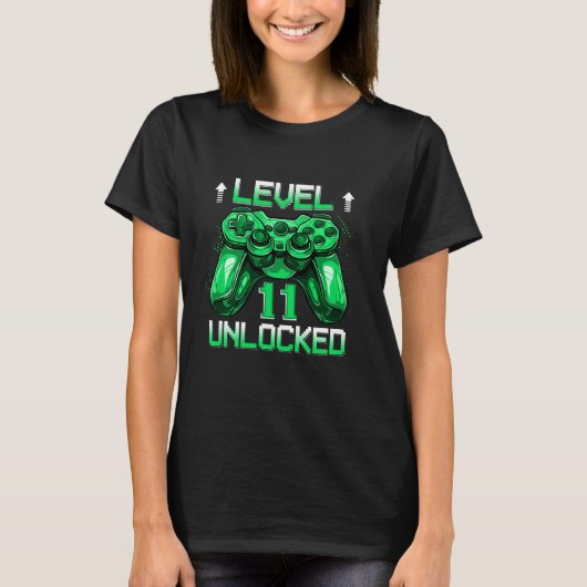 11 jaar oude Level 11 ontgrendeld videogame 11e BI T-shirt (Voorkant)