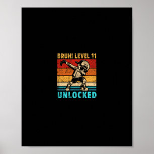 11 Jaar Oude Verjaardag Dabbing Boy Bruh 11e Level Poster