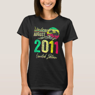 11 jaar oude Vintage augustus 2011 elfde verjaarda T-shirt