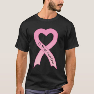 11 jaar Survivor Pink Ribbon Black T-Shirt