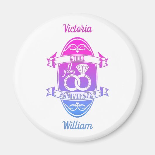 11 jaar traditioneel Staal 11e trouwdag Magneet (Voorkant)