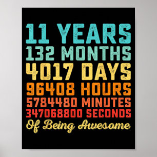 11 Jaar Verjaardag Quote Grappig 11e Verjaardag Wi Poster