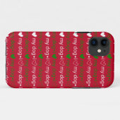 11 J'aime mon chien coque iphone rouge et vert (Dos (Horizontal))