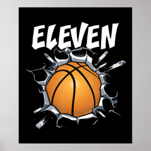11-jarige Basketball Birthday Party 11th Boy Poster