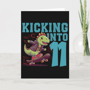 11-jarige skater skateboarden T-rex dinosaurus Bi Kaart