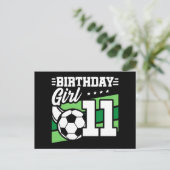 11-jarige Voetbal Elfde Verjaardag Meisje Briefkaart (Staand voorkant)