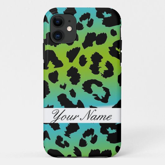 11 Léopard coque iphone Personnalisé Léopard bleu ver (Dos)