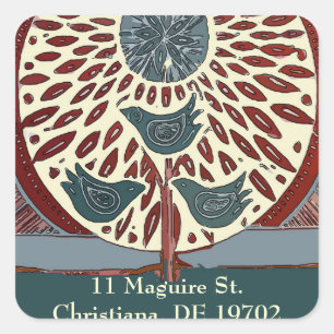 11 Maguire Abstracte blauwe vogels Vierkante Sticker