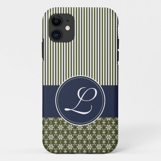 11 Modèle de coque iPhone 5 Barely There Navy & Olive (Dos)