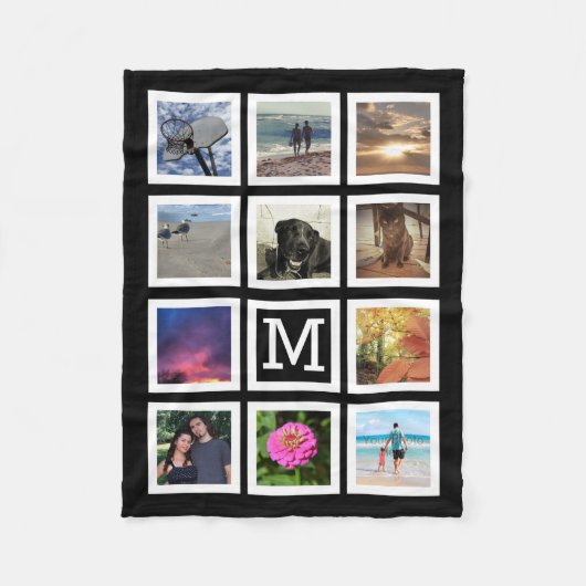11 Monogram fotocollage Mosaic Square Lijst Fleece Deken (Voorkant)