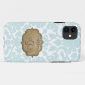 11 Monogramme Damask Turquoise iPhone 5 Coque (Dos (Horizontal))