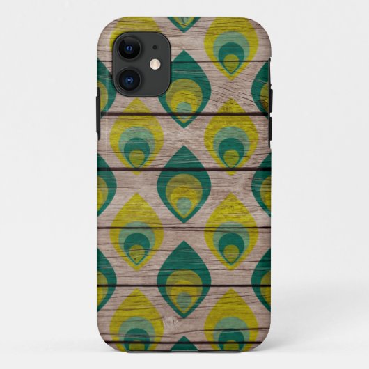 11 Motif Peacock sur iPhone bois Coque 5/5S (Dos)