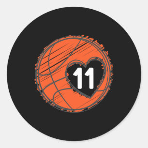 #11 Nummer 11 in het hart - Basketbalspeler Schatt Ronde Sticker