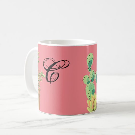 11 Oz. Café Mug Bohemian Cactus Succulents Desse (Devant gauche)