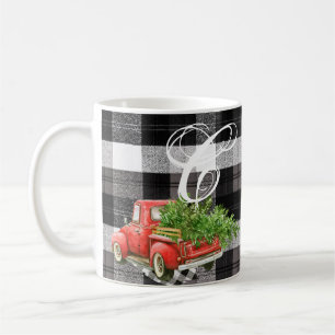 11 Oz. Café Mug XMAS Camion Baffalo Plaid Christa